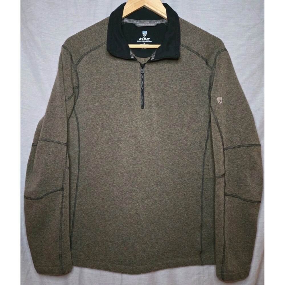 Kuhl Kashmira Sweater Men’s Lg Brown Fleece Pullover 1/4 Zip Outdoor Hiking